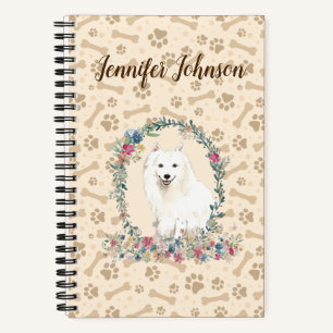 Cuaderno Impresión de pata de perro spitz japonesa y recor