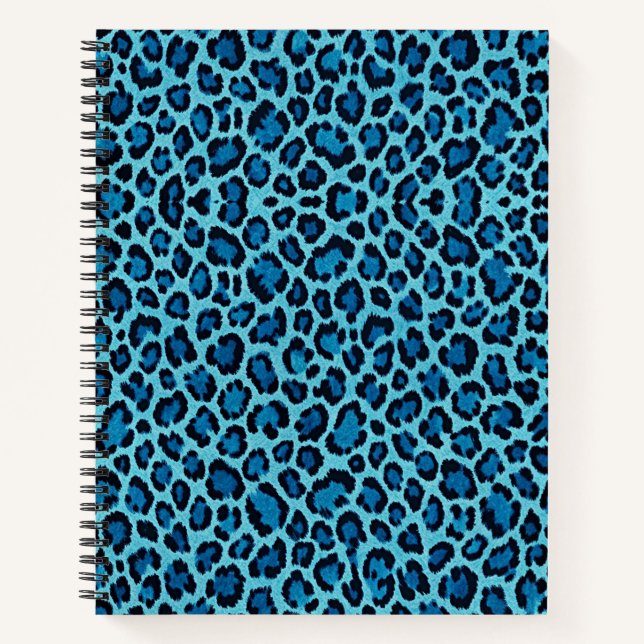 Cuaderno Impresión de patrón de piel de leopardo azul (Anverso)