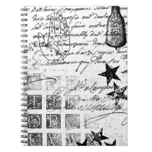 Cuaderno Impresión de periódico blanco y negro vintage
