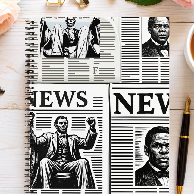 Cuaderno Impresión de periódico negro y blanco de Juneteent (Subido por el creador)