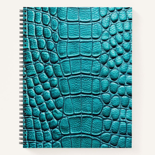 Cuaderno Impresión de piel de piel de cocodrilo verde azula (Anverso)