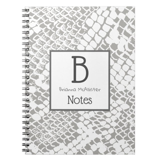 Cuaderno Impresión de piel de serpiente blanca moderna | No (Frente)