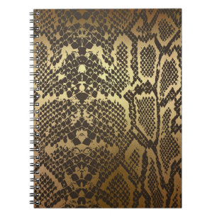 Cuaderno Impresión de piel de serpiente glam moderna dorada