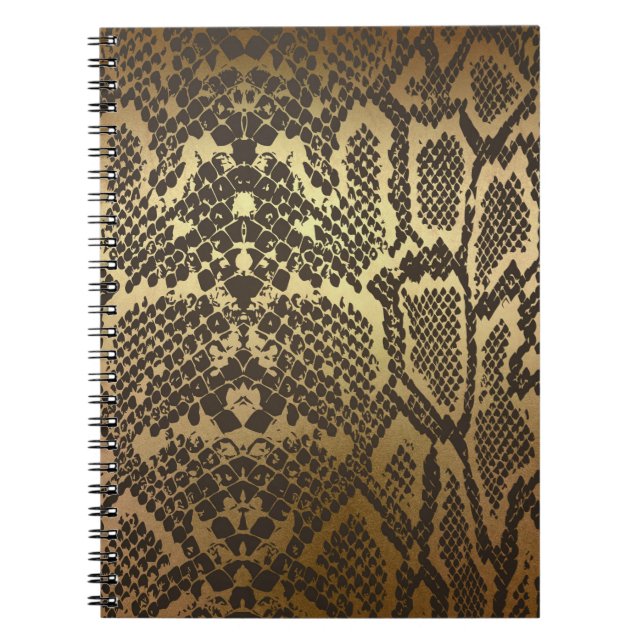 Cuaderno Impresión de piel de serpiente glam moderna dorada (Frente)