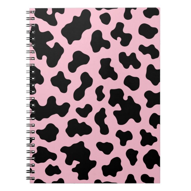 Cuaderno Impresión de Piel de vaca de vaca negro y rosa (Frente)
