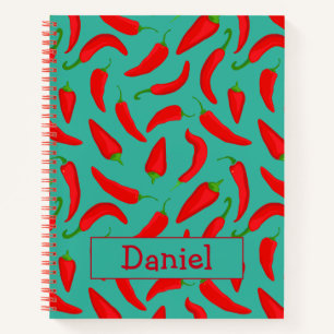 Cuaderno Impresión de pimienta de chile roja inspirada en v