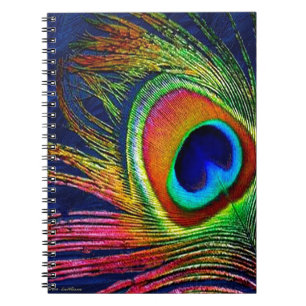 Cuaderno Impresión de plumas de pavo real coloridas