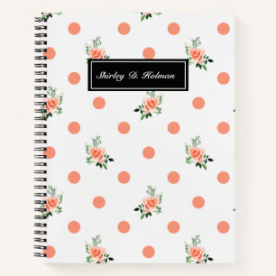 Cuaderno Impresión de polka rosa y Rosas