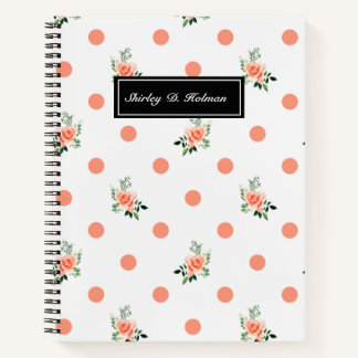 Cuaderno Impresión de polka rosa y Rosas
