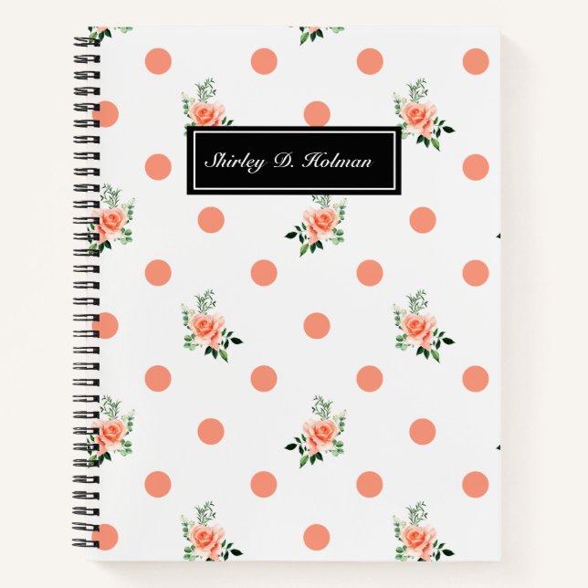 Cuaderno Impresión de polka rosa y Rosas (Anverso)