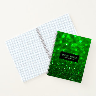 Cuaderno Impresión de purpurina falsa verde