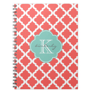 Cuaderno Impresión de Quatrefoil del marroquí del coral y