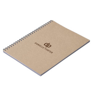 Cuaderno Impresión de textura de cuero beige marrón mínimo
