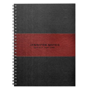 Cuaderno Impresión de textura de cuero negro y rojo