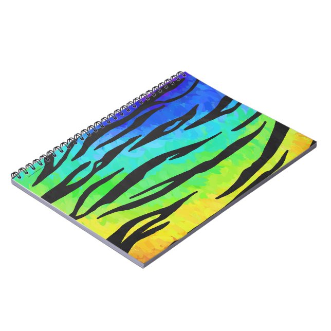 Cuaderno Impresión de tigre negro y arcoiris (Lado Izquierdo)