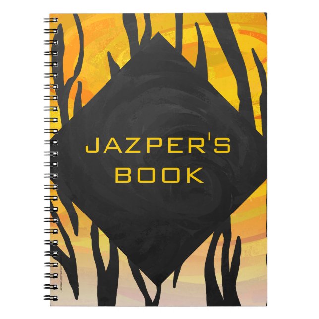 Cuaderno Impresión de tigre negro y Naranja (Frente)