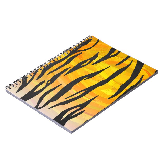 Cuaderno Impresión de tigre negro y Naranja (Lado Izquierdo)