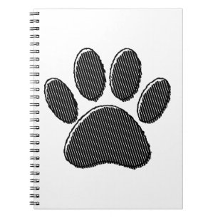 Cuaderno Impresión de tracción de cachorro rayada en blanco