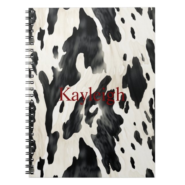 Cuaderno Impresión de vaca blanca negra de granja (Frente)
