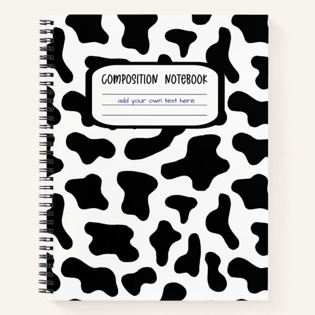 Cuaderno Impresión de vaca en blanco y negro (Anverso)