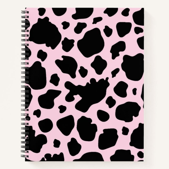 Cuaderno Impresión de vaca sobre presidente rosado (Anverso)