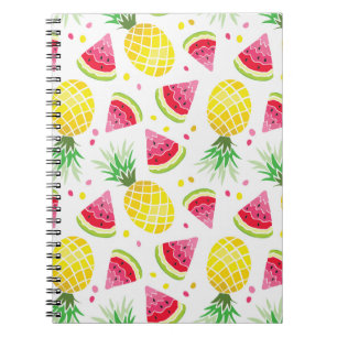 Cuaderno Impresión de verano de piña de sandía sin foco