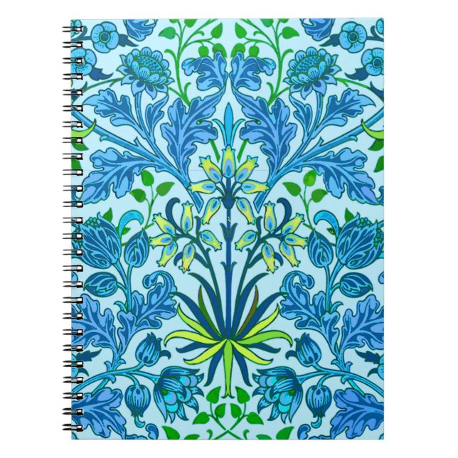 Cuaderno Impresión de William Morris Hyacinth, azul cerulea (Frente)