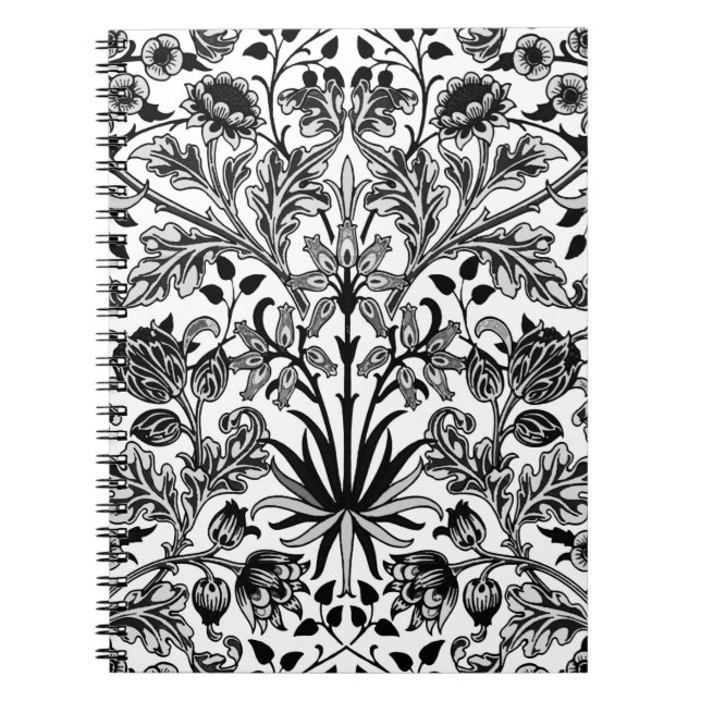 Cuaderno Impresión de William Morris Hyacinth, negro, blanc (Frente)