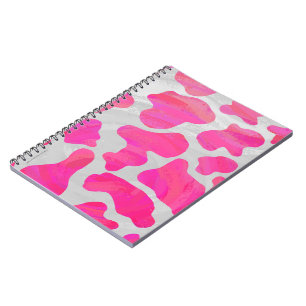 Cuaderno Impresión del rosa fuerte de la vaca y blanca