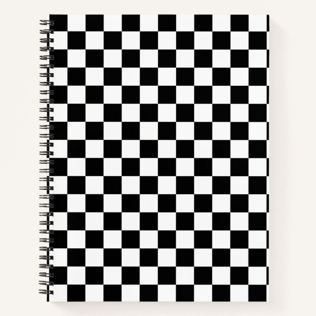 Cuaderno Impresión digital de ajedrez en blanco y negro (Anverso)