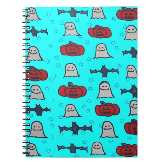Cuaderno Impresión divertida de Halloween en azul (Frente)