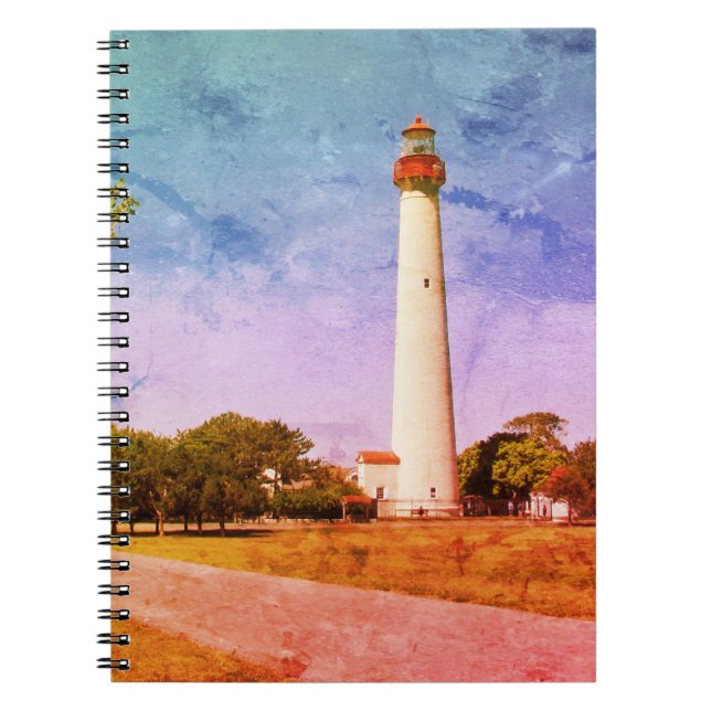Cuaderno Impresión en lienzo del faro de Cape May (Frente)