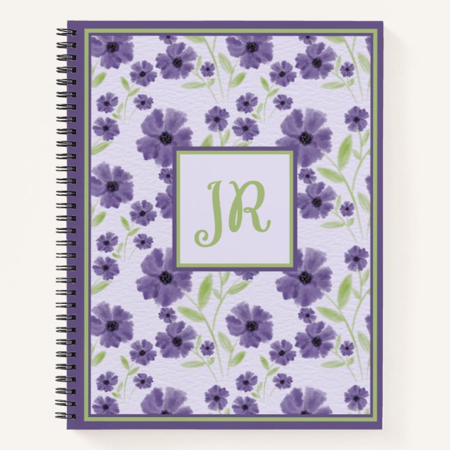 Cuaderno Impresión en monograma morado verde con sabor (Anverso)