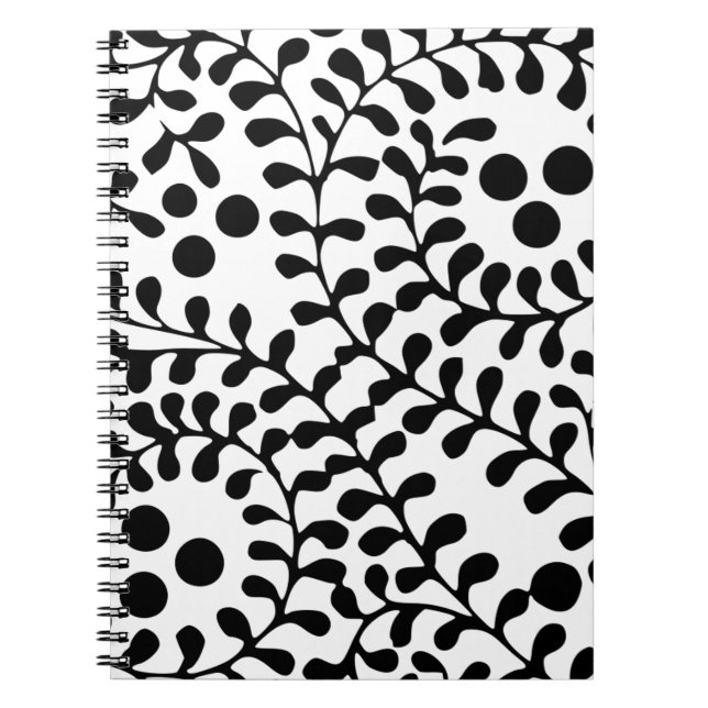Cuaderno Impresión en negro y blanco bastante floreada (Frente)