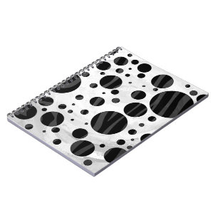 Cuaderno Impresión en negro y gris de punto de polka cebra