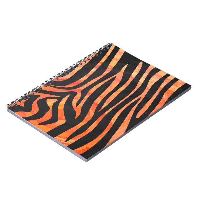 Cuaderno Impresión en negro y Naranja de cebra (Lado Izquierdo)
