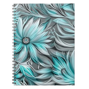 Cuaderno Impresión floral azul Verde azulada