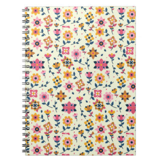 Cuaderno Impresión floral colorida y alocada de fondo