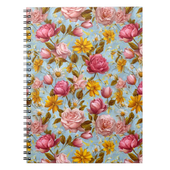 Cuaderno Impresión floral de estilo antiguo (Frente)
