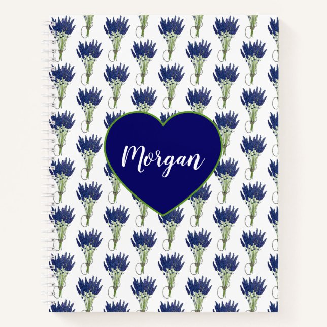 Cuaderno Impresión floral de flores púrpuras de lavanda (Anverso)