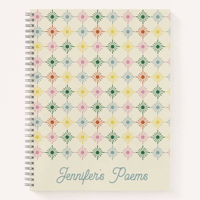Cuaderno Impresión floral geométrica de Bloom Retro Persona (Anverso)
