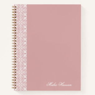 Cuaderno Impresión floral geométrica rosa polvorienta perso