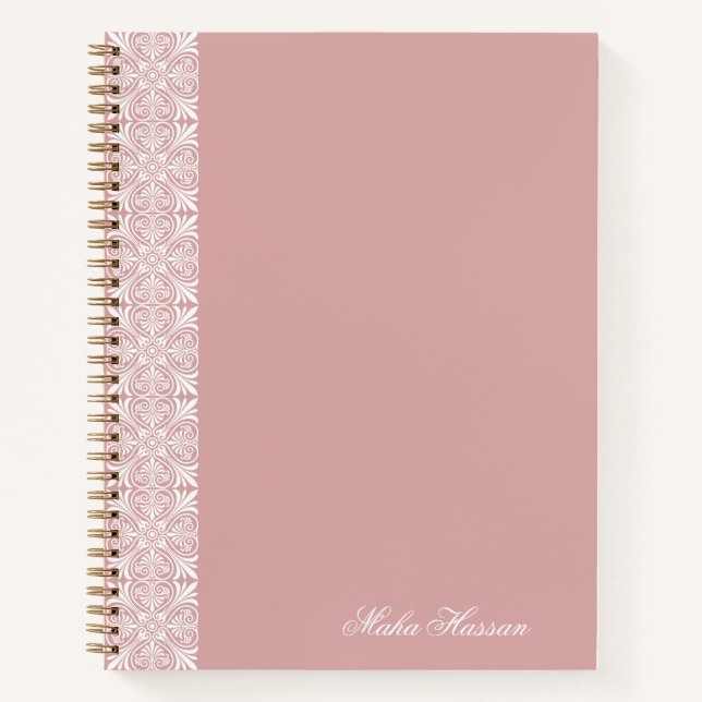 Cuaderno Impresión floral geométrica rosa polvorienta perso (Anverso)