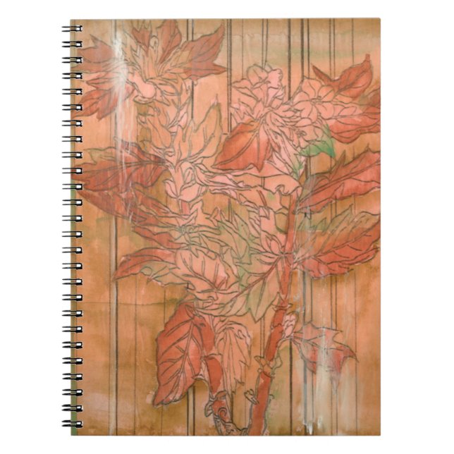 Cuaderno Impresión floral Naranja moderna sobre fondo desnu (Frente)