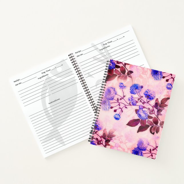 Cuaderno Impresión floral rosa con bonito púrpura (Interior)