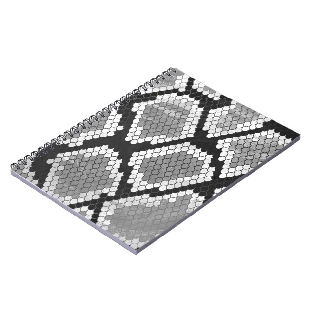 Cuaderno Impresión gris, blanco y negro de serpientes (Lado Izquierdo)