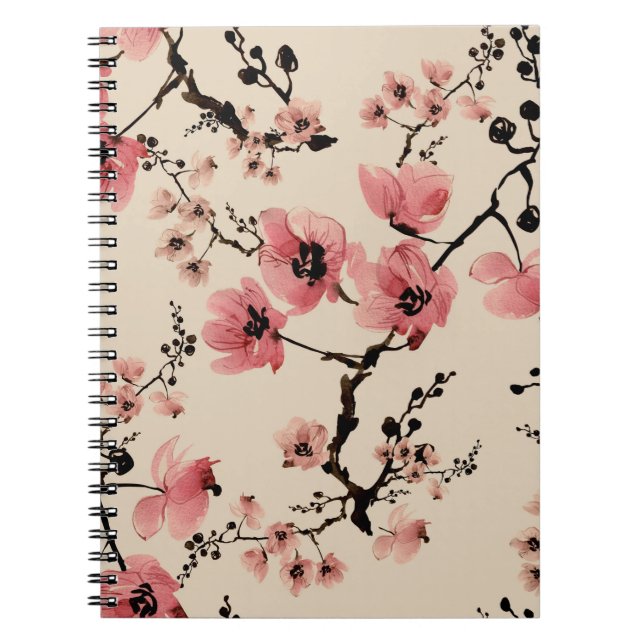 Cuaderno Impresión hermosa e incomparable de flores acuarel (Frente)