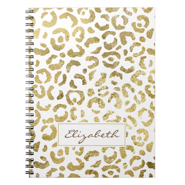 Cuaderno Impresión lujosa del Leopardo de oro de Glam (Frente)