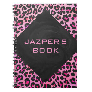 Cuaderno Impresión monográfica de leopardo negro y rosa cal