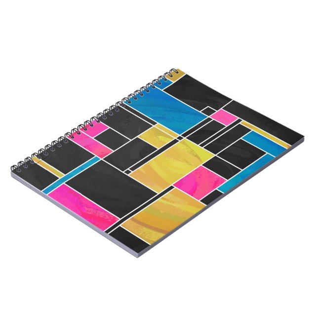 Cuaderno Impresión negra rosa azul mondriana (Lado Izquierdo)